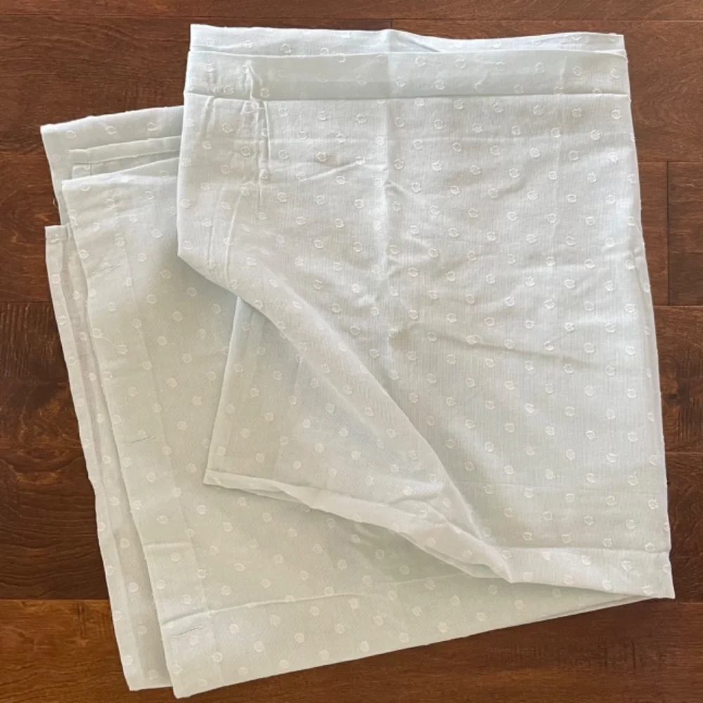 100% cotton Pale light blue polka dot window or shower curtain